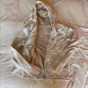 Label of Graded Goods LOGG by H&M Sz Medium White Sweatshirt Fuzzy Furry Hoodie